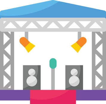 concert music stage tour entertainment - flat icon vector