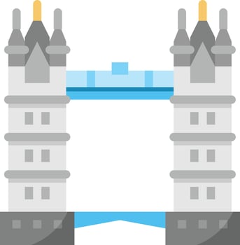 london bridge landmark england building - flat icon vector