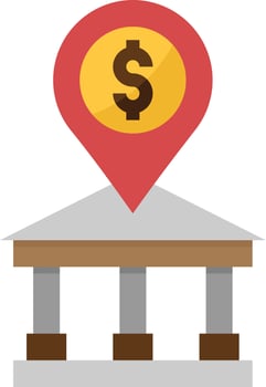 location bank money place banking - flat icon vector