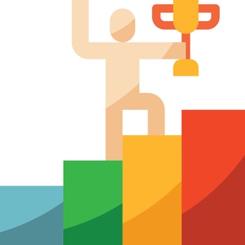 success creative win award trophy - flat icon vector