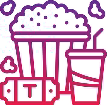 cinema movie theater popcorn entertainment - gradient icon vector