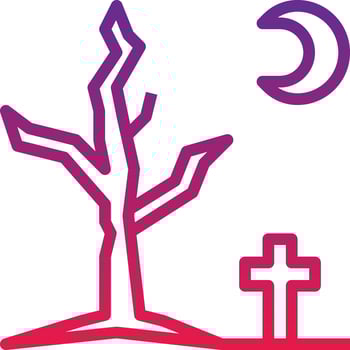 dead tree graveyard night tree halloween - gradient icon vector