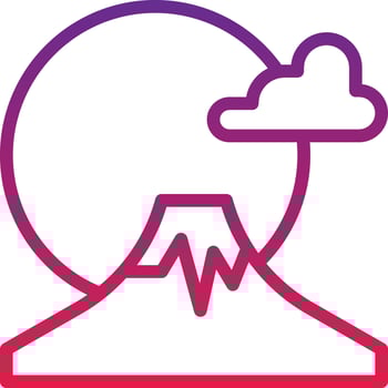fuji mountain sun cloud japan - gradient icon vector