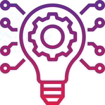 innovation lightbulb gear ai creative - gradient icon vector