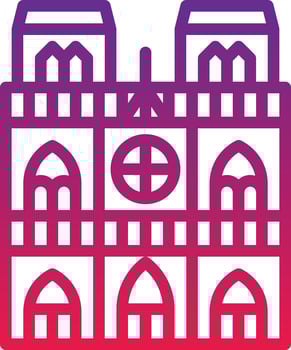 notre dame paris france landmark building - gradient icon vector