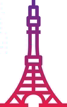 tokyo tower japan japaneses landmark - gradient icon vector