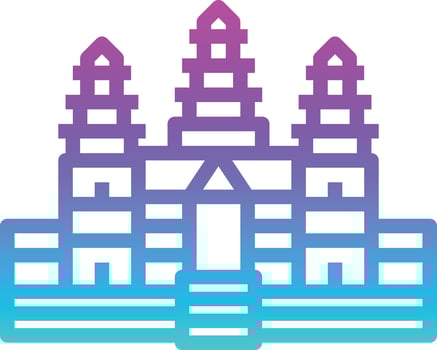 angkor wat cambodia landmark siem reap building - gradient icon vector