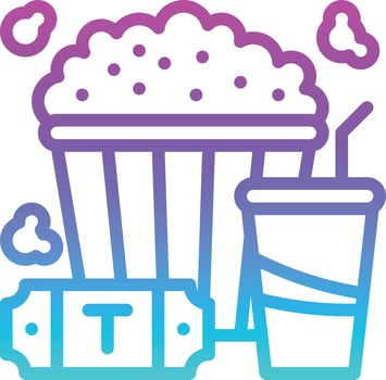 cinema movie theater popcorn entertainment - gradient icon vector