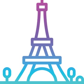eiffel tower paris france landmark - gradient icon vector