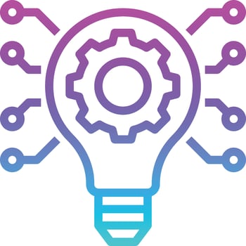 innovation lightbulb gear ai creative - gradient icon vector