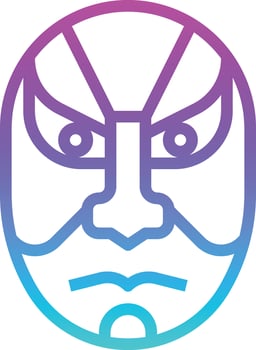 kabuki mask acting dramatic japan - gradient icon vector