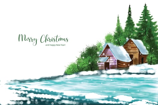Christmas winter scenery of cold weather and frost christmas tree background vector