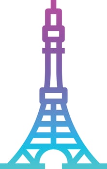 tokyo tower japan japaneses landmark - gradient icon vector