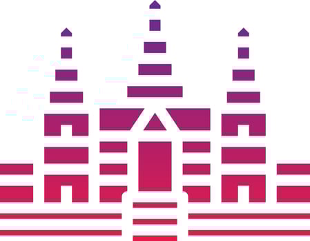 angkor wat cambodia landmark siem reap building - solid gradient icon vector