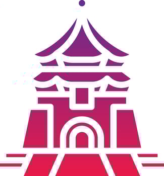chiang kai shek memorial hall taipei taiwan landmark - solid gradient icon vector