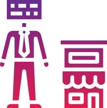 business shop ai artificial intelligence - solid gradient icon vector