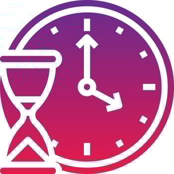 deadline clock hourglass creative time - solid gradient icon vector