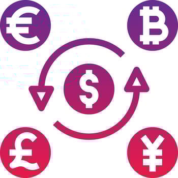 currency exchange money transfer banking - solid gradient icon vector