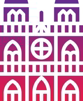 notre dame paris france landmark building - solid gradient icon vector