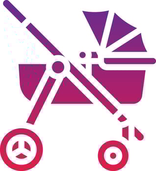 stroller carriage push baby accessories - solid gradient icon vector