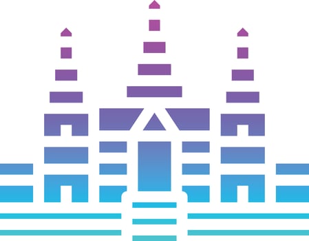 angkor wat cambodia landmark siem reap building - solid gradient icon vector