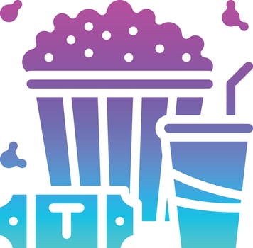 cinema movie theater popcorn entertainment - solid gradient icon vector
