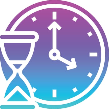 deadline clock hourglass creative time - solid gradient icon vector
