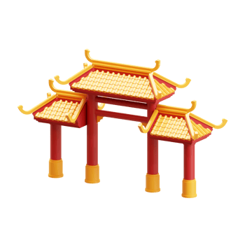 Isometric Chinatown Gate png