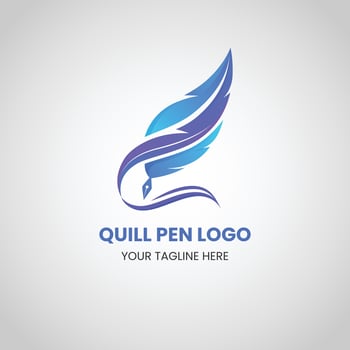 hand drawn quill pen logo design template vector