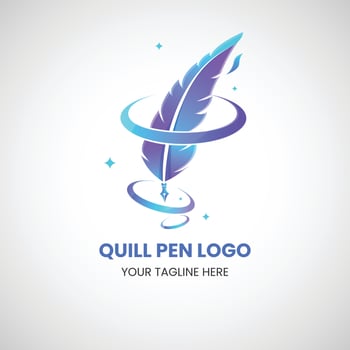 hand drawn quill pen logo design template vector