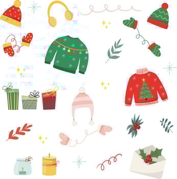 Hygge set with Christmas decor vector
