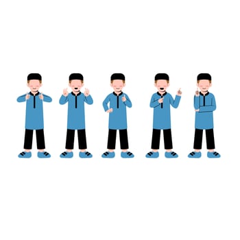 Set Of Muslim Little Boy Character vector