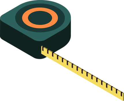 tape measure illustration in 3D isometric style png