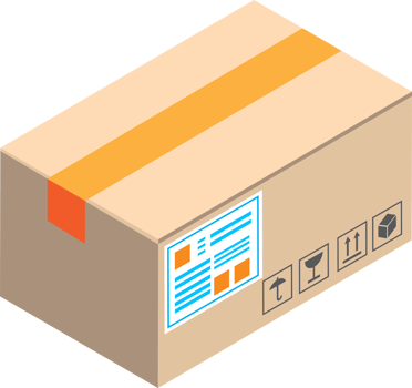 parcel box illustration in 3D isometric style png