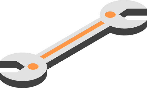 wrench illustration in 3D isometric style png