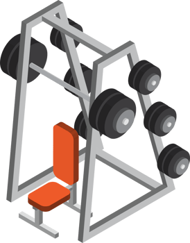 Weight lifting equipment illustration in 3D isometric style png