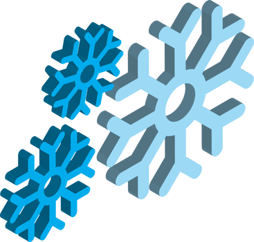snow and snowflakes illustration in 3D isometric style png