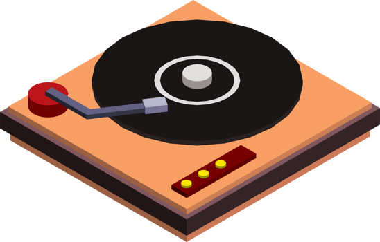 record player illustration in 3D isometric style png