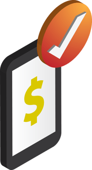 smartphone and checkmark illustration in 3D isometric style png
