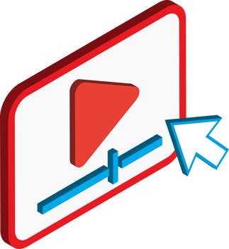 tablet and play button illustration in 3D isometric style png