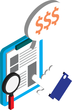 financial documents illustration in 3D isometric style png