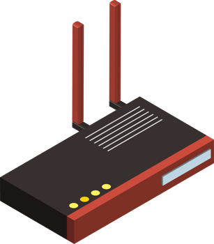 router and modem illustration in 3D isometric style png