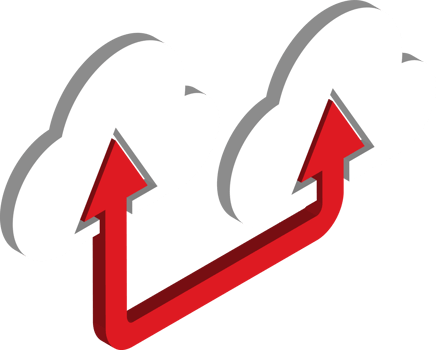 Clouds and Data Transmission illustration in 3D isometric style png