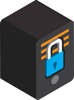 server and lock illustration in 3D isometric style png