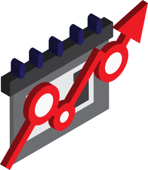 stock chart and growth illustration in 3D isometric style png