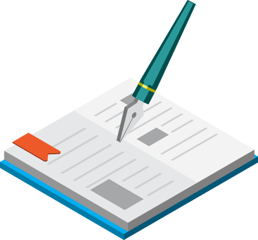 a book written by a pen illustration in 3D isometric style png