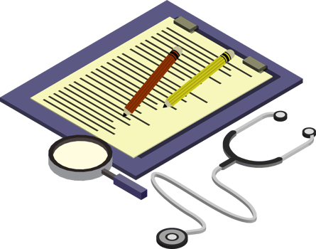 Stethoscope and report illustration in 3D isometric style png