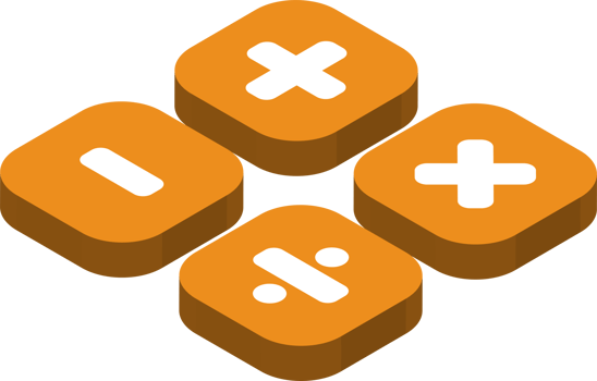 Plus minus multiply divide button illustration in 3D isometric style png