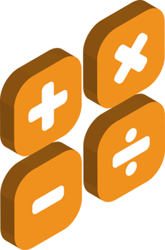 Plus minus multiply divide button illustration in 3D isometric style png