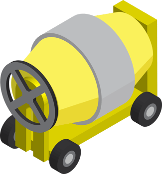 cement mixer illustration in 3D isometric style png